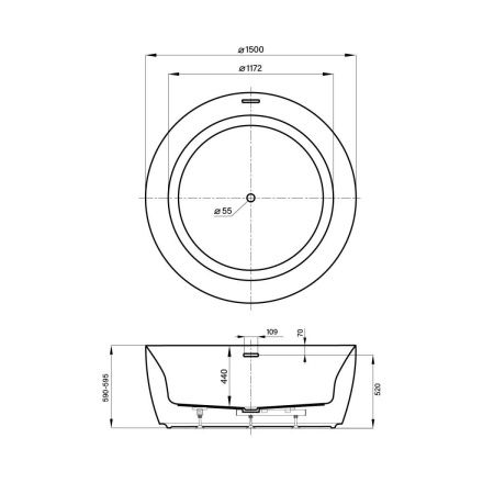 Ванна акриловая Wellsee Pour Plus 237101000 150х150 отдельностоящая круглая с ножками
