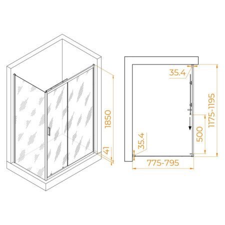 Душевой уголок RGW Passage 020814582-11 120х80 стекло прозрачное профиль хром без поддона