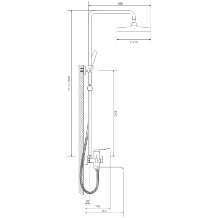 Душевая стойка Belz B812 B24812-3 настенная цвет оружейная сталь