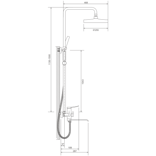 Душевая стойка BELZ B812 B24812-7 настенная цвет черный - фото 2
