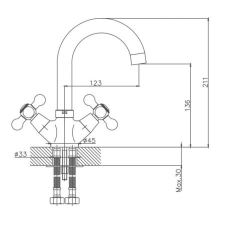 Смеситель для кухни Cron CN1319 на мойку хром