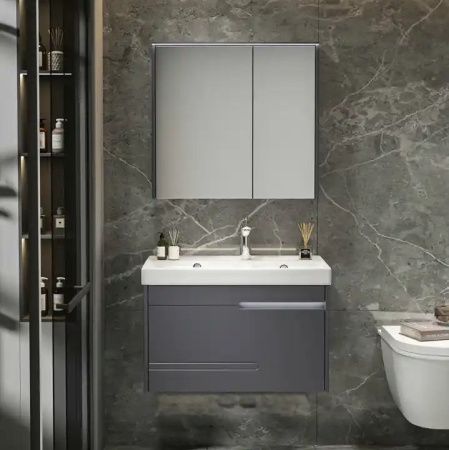 Комплект мебели: тумба + раковина + шкаф-зеркало Cerutti SPA OGLIO 120 120х50 подвесной цвет серый