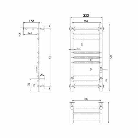 Полотенцесушитель электрический Indigo Line Trinity LСLTE70-30PRt 35х70 хром