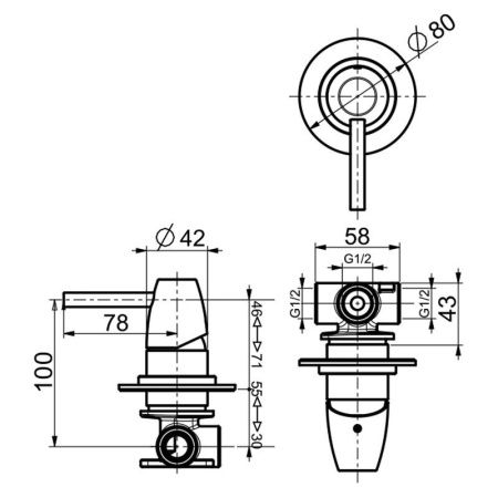 Смеситель для ванны и душа Webert Opera Moderna OE880101560 настенный черный