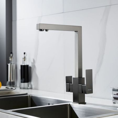 Смеситель для кухни Shevanik S148T на мойку оружейная сталь