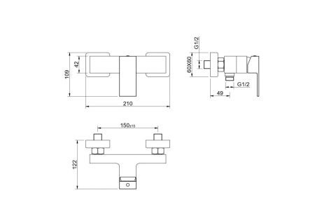 Смеситель для душа Aquatek ЛИБРА AQ1660CR настенный хром
