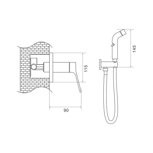 Гигиенический душ со смесителем Shevanik S43T S4305T оружейная сталь - фото 3