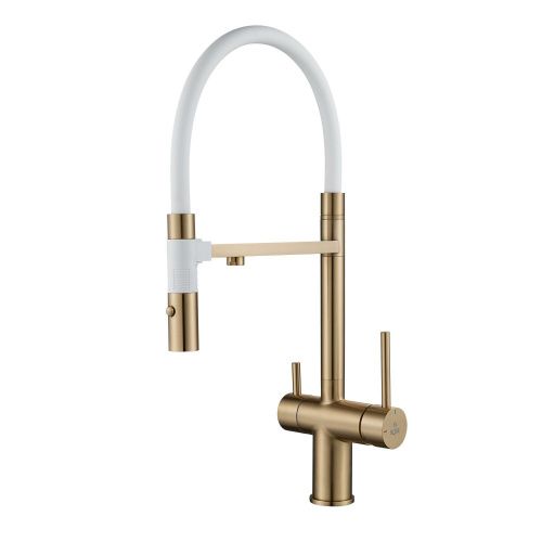 Смеситель для кухни Rose R958G на мойку золотой сатин - фото 2