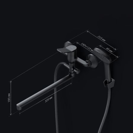 Смеситель для ванны и душа Am.Pm X-Joy F85A90122 настенный черный