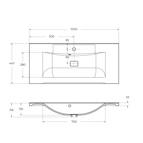 Раковина из искусственного камня BelBagno BB1000/445-LV-MR-PR 100х45 накладная цвет белый - фото 2
