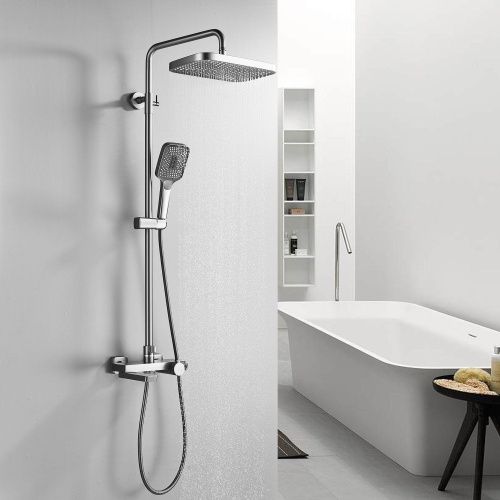 Душевая стойка Rose R1896T настенная цвет пепельный с термостатом - фото 5