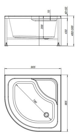 Душевой поддон акриловый Aquanet Optimal 00293351 90х90 белый без каркаса