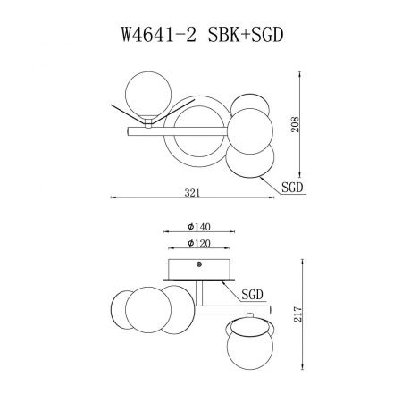 Бра iLedex Savage (Саваге) W4641-2 MBK+SGD