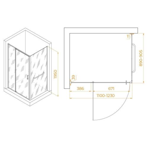 Душевой уголок RGW Passage 3508078119-14 110х90 стекло прозрачное профиль черный без поддона - фото 2