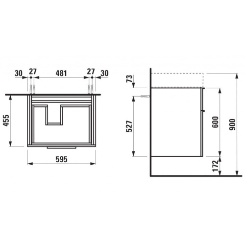 Тумба под раковину Laufen Kartell 4.0755.2.033.635.1 60х46х73 - фото 2