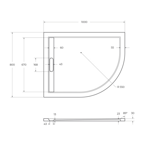 Душевой поддон Cezares TRAY-AS-RH-100/80-30-W-L 100х80 искусственный мрамор белый - фото 2