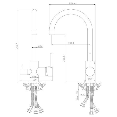 Смеситель для кухни Rossinka Z Z35-28 на мойку хром