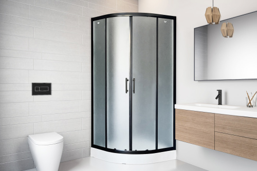 Душевой уголок Royal Bath HK RB90HK-C-BL-Practic 90х90 стекло рифленое профиль черный с поддоном