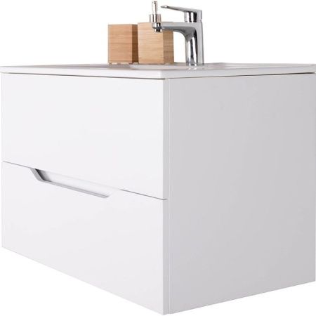 Тумба с раковиной Orange Line Li-80Tuw+Ra 80х50 подвесная цвет белый