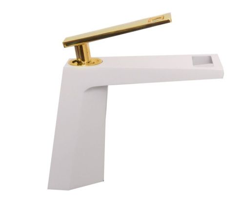 Смеситель Bronze de Luxe QUADRO A919W на раковину белый/золото - фото 2