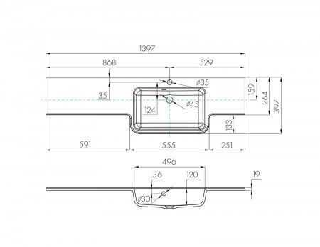 Раковина из искусственного камня Aquaton Hotel 1A709731PI01P 140х40 подвесная цвет белый