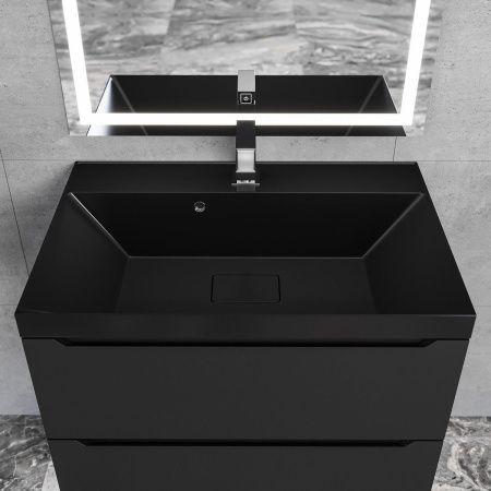 Раковина из искусственного камня Uperwood Classic New RClassicNew70bg 70х50 полувстраиваемая цвет черный