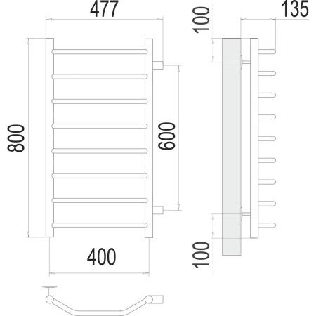 Полотенцесушитель водяной Terminus 4670078530103 50х80 хром