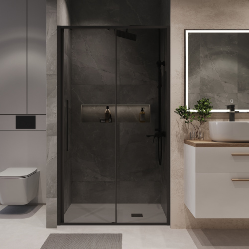 Душевая дверь Niagara Nova NG-85-14TB 140х195 стекло тонированное профиль черный матовый - фото 4