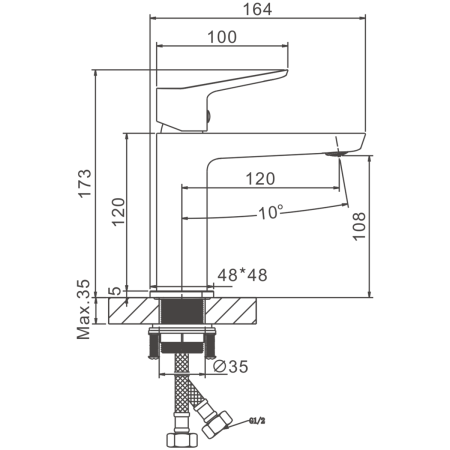 Смеситель BELZ B10715-3 на раковину оружейная сталь