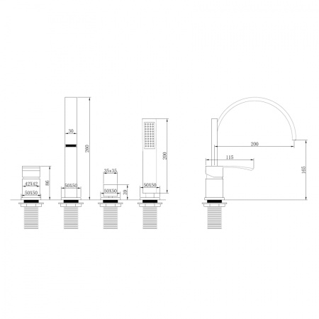 Смеситель ABBER Wasserfall AF8613 на борт ванны хром
