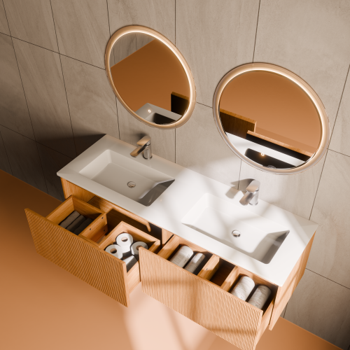 Тумба с раковиной ArtDecco Elizabeth (Элизабет) AEL14W11D100 140x45x40 подвесная цвет белый дуб - фото 3