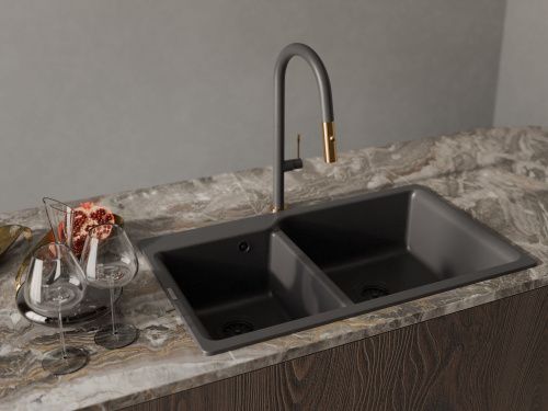 Смеситель для кухни Rivelato 3972500 antracite oro на мойку черный/золото - фото 3