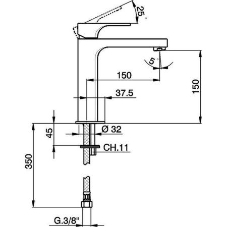 Смеситель Cisal Cubic CU00150121 на раковину хром