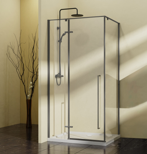 Душевой уголок Vincea Slim-N VSR-5SN1010CLGM 100х100 стекло прозрачное профиль вороненая сталь