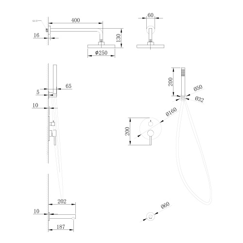 Душевая система ABBER AF8817 встраиваемая в стену - фото 3