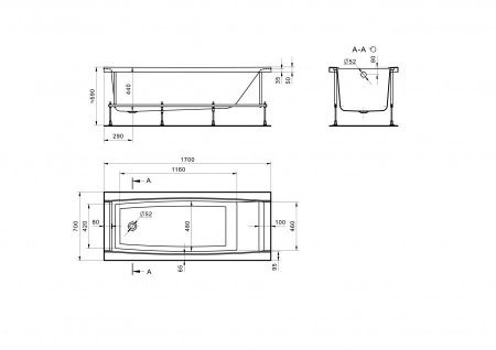 Ванна акриловая Santek Санторини 1WH302487 170х70 пристенная прямоугольная без каркаса