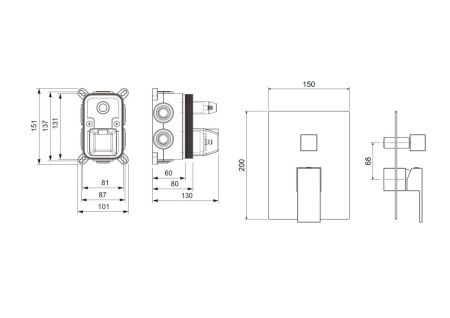 Смеситель для ванны Aquatek ЛИБРА AQ1647CR встраиваемый в стену хром