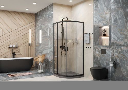 Душевой уголок Ambassador Kingston 14011205 100х100 стекло прозрачное профиль черный без поддона - фото 2