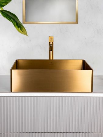 Раковина из нержавеющей стали AltroBagno Accordo AltroBagnoAccordo001009OrSp 50х40 накладная цвет золото