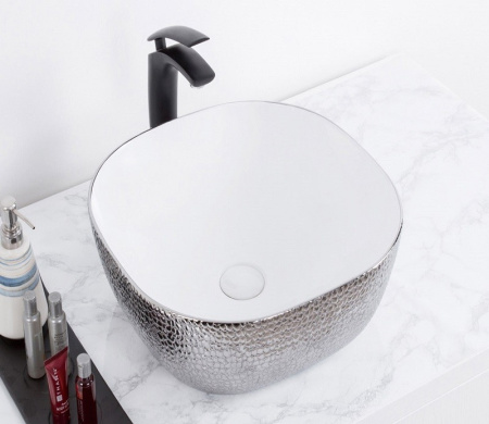 Раковина из санфаянса CeramaLux D1301H021 42х42 накладная цвет белый