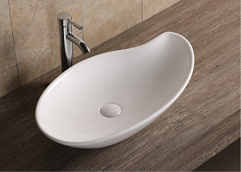 Раковина из сантехнического фарфора Cerutti SPA CR7265B 66х38 накладная цвет белый без отверстий под смеситель