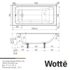 Ванна чугунная Wotte Line Line 1500x700 150х70 пристенная прямоугольная без ножек