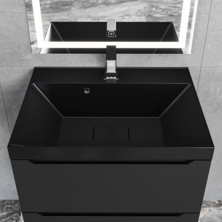 Раковина из искусственного камня Uperwood Classic New RClassicNew60bg 60х50 полувстраиваемая цвет черный