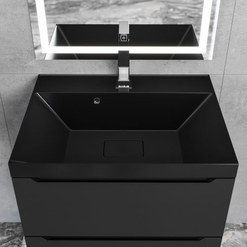 Раковина из литьевого мрамора Uperwood Classic New RClassicNew60bg 60х45 полувстраиваемая цвет черный глянцевый - фото 3