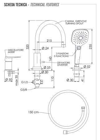 Смеситель Remer Dream D078CP на борт ванны хром