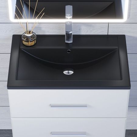 Раковина из искусственного камня Uperwood Foster Quartz 291030034 70х50 полувстраиваемая цвет черный