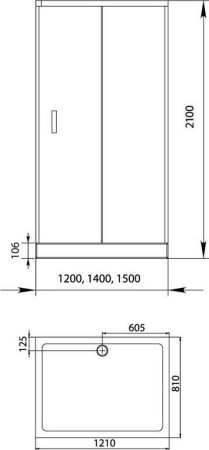Душевой уголок Aquanet NAA1131 120х80 стекло прозрачное профиль хром глянцевый без поддона