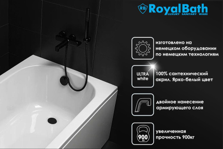 Ванна акриловая Royal Bath Vienna RB953501 150х70 пристенная прямоугольная