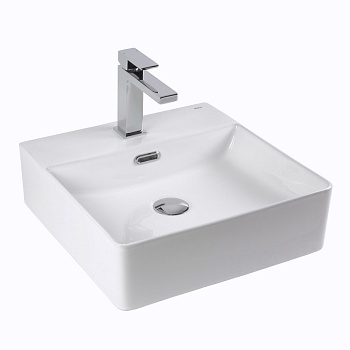 Раковина из сантехнического фарфора Bond Cube S02-420 42х42 накладная цвет белый глянцевый 1 отверстие под смеситель