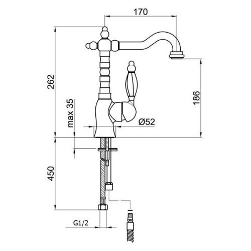 Смеситель Webert Alexandra AL831802065 на раковину бронза - фото 3